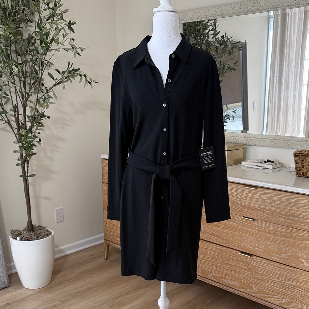 Boston Proper Black Shirt Dress